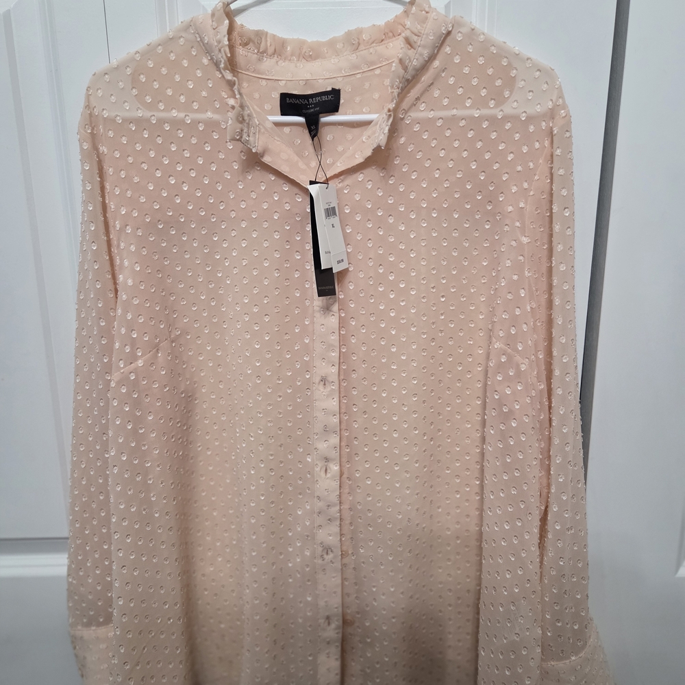 Banana Republic Blush Polka Dot Blouse New With Tags